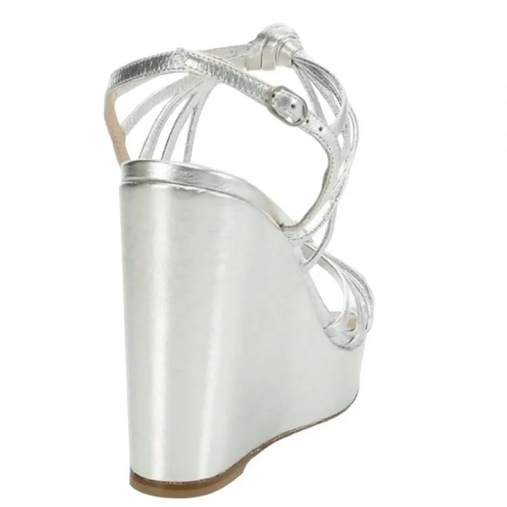 Silver Platform Wedge Weitzman Sandals 👡